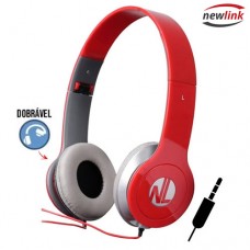 Headphone P2 Estéreo Ajustável e Dobrável Acabamento Brilhante Extreme Newlink HS110 - Vermelho
